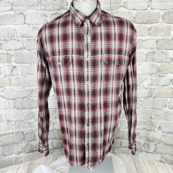 Kuhl Button Front Shirt Long Sleeve Plaid Red Black Cream Size  XL - Picture 4 of 13